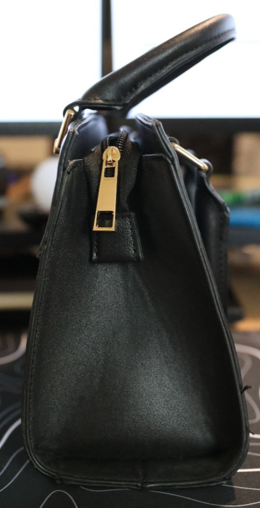 ALDO Black Satchel Top Handle Bag Zip Closure Gold Hardware Detachable Strap