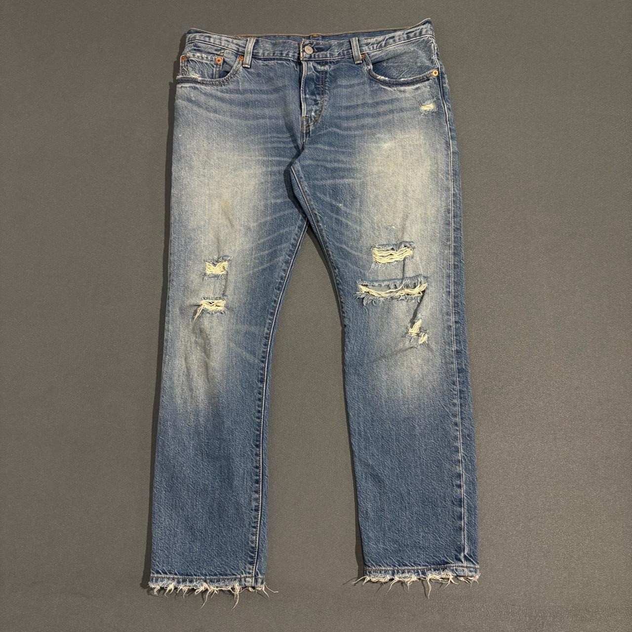 Vintage Levi’s 501 Distressed Jeans Light Wash Y2K Grunge Denim Men’s 29×32