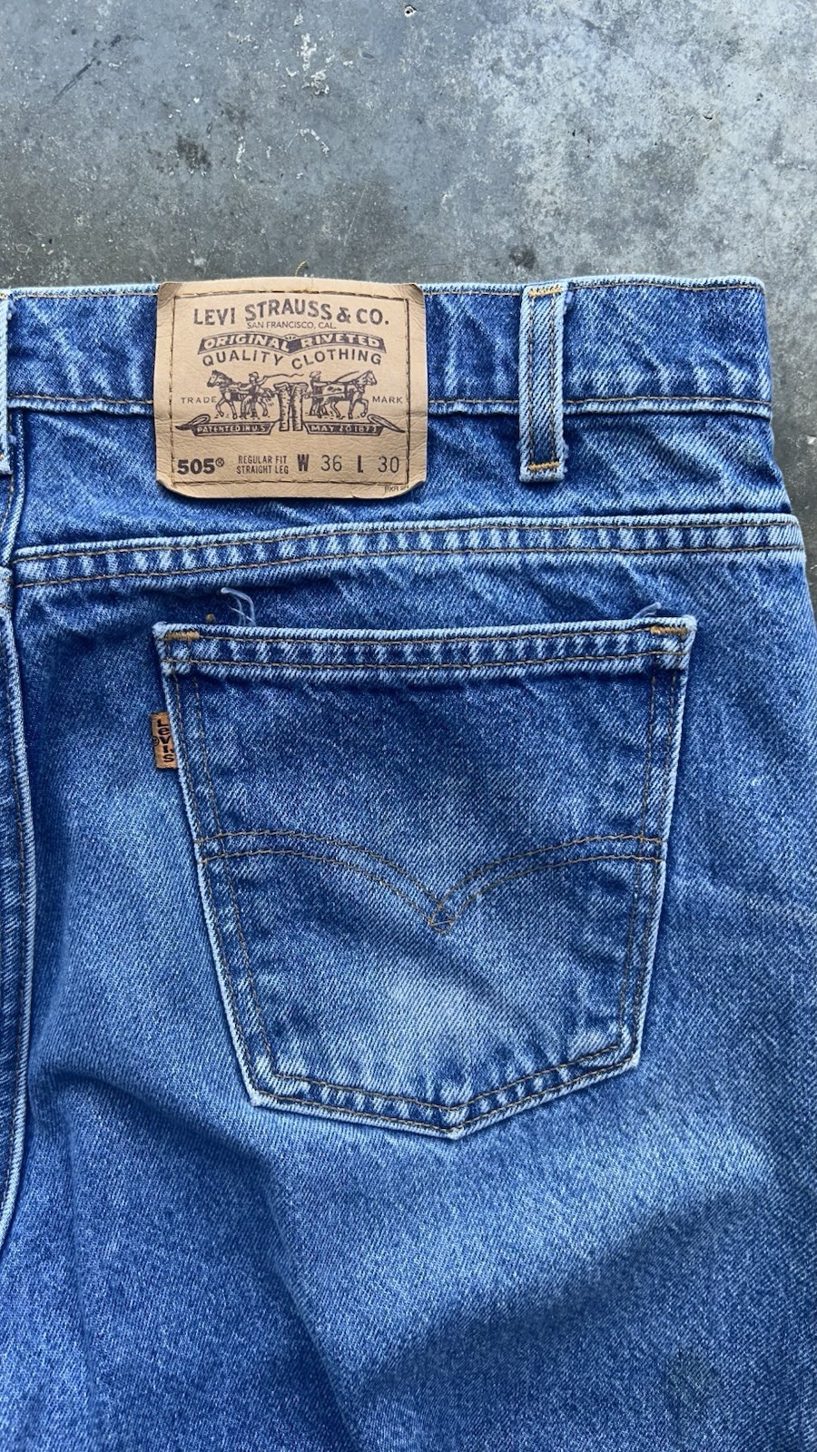 Made in U.S.A 90’s Levis 505 Straight leg jeans in a dark wash size 36×30