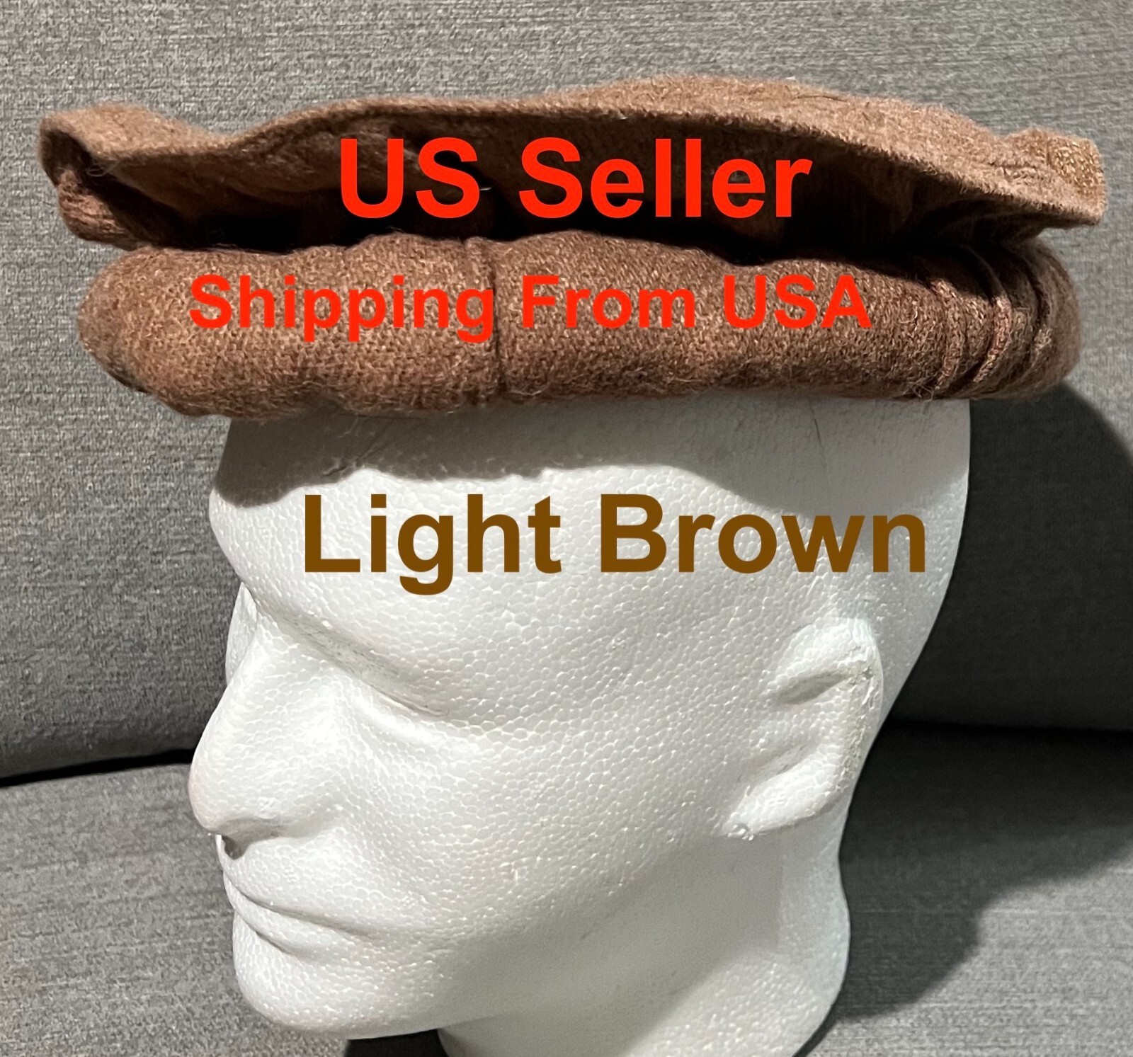 Afghan Pakistan Chitrali Pashtun Tribal Pakol Cap Kufi Topi Hat Light/Pale Brown