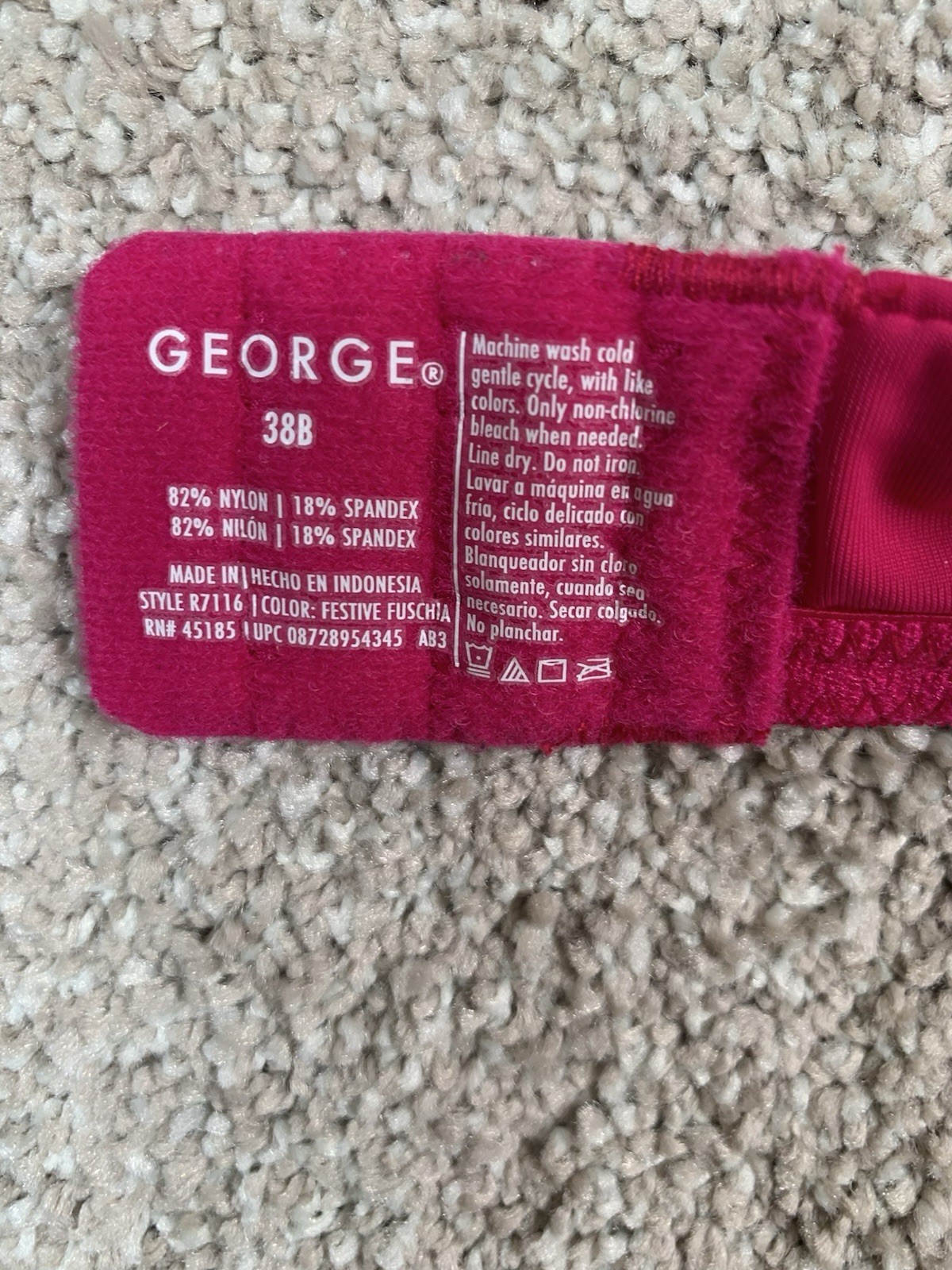 NWT George 38B Women’s Bra Convertible No Wire Undergarment Festive Fuchsia