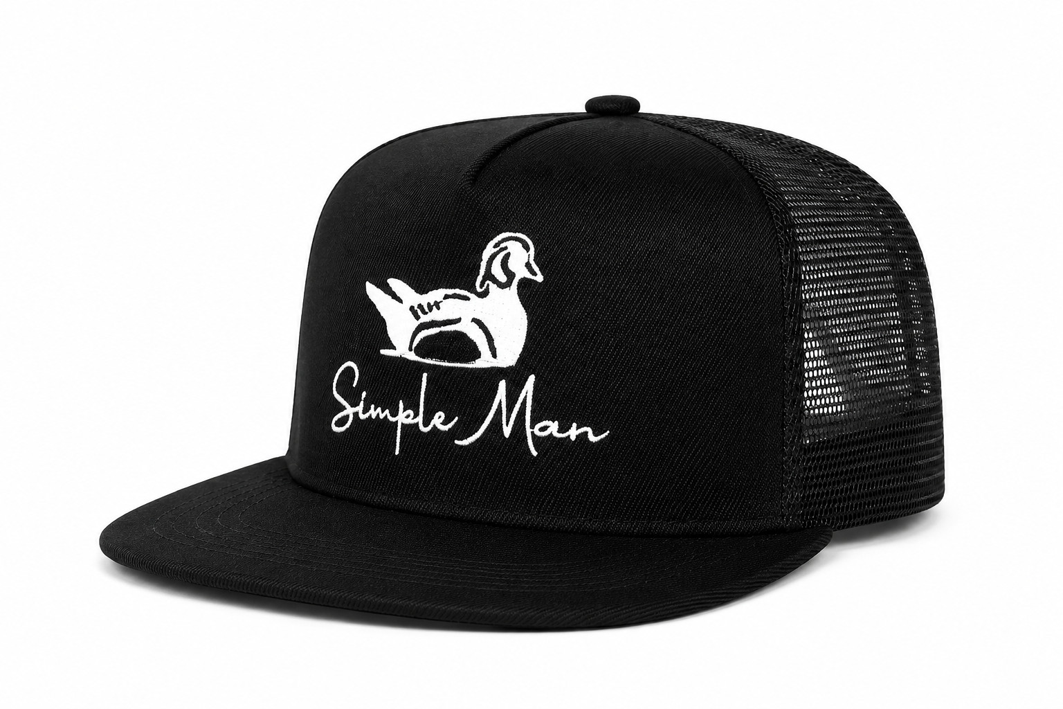 SIMPLE MAN EMBROIDERED SNAPBACK TRUCKER HAT UNISEX CAP BLACK