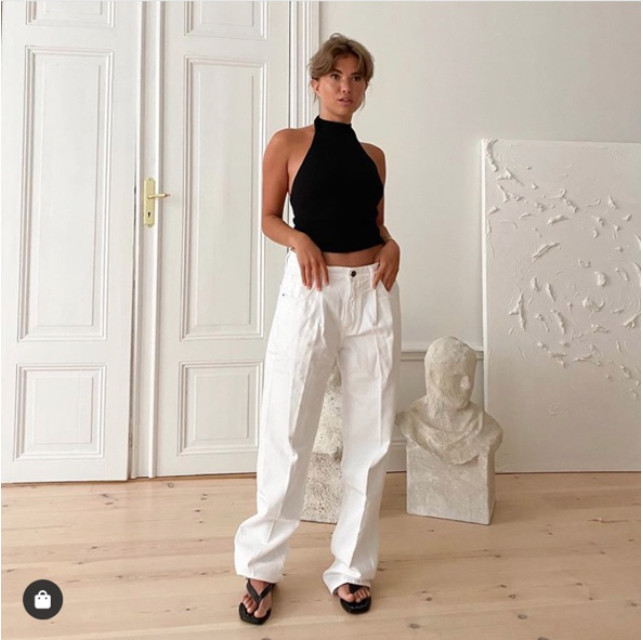 FRAME BAGGY DENIM LE STRAIGHT LEG WHITE (BLANC) JEANS 27