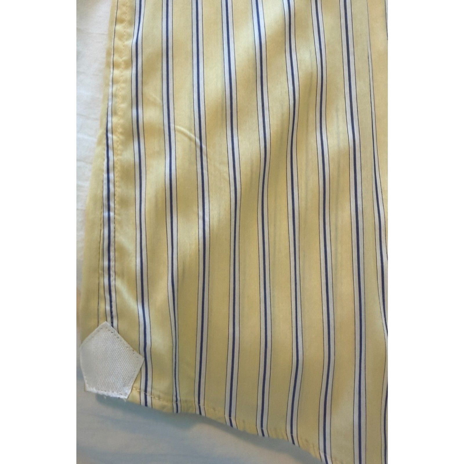 Cremieux Classics Mens Large L Yellow Striped Dress Shirt Long Sleeve Blue Cuff