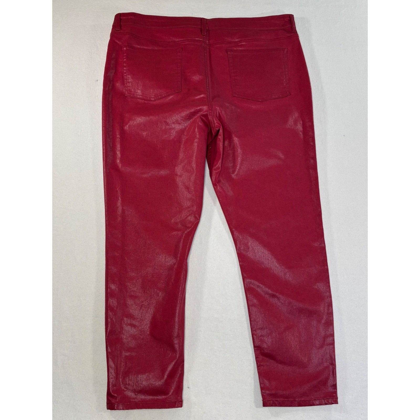 ASOS Curve Denim Red Faux Leather Pants High Rise Women Size US Size 18 NEW
