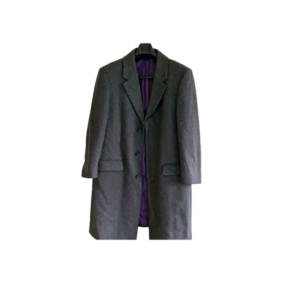 Richard Paul Menswear Grey Wool Blend Warm Winter Midi Overcoat Coat. Size UK XL