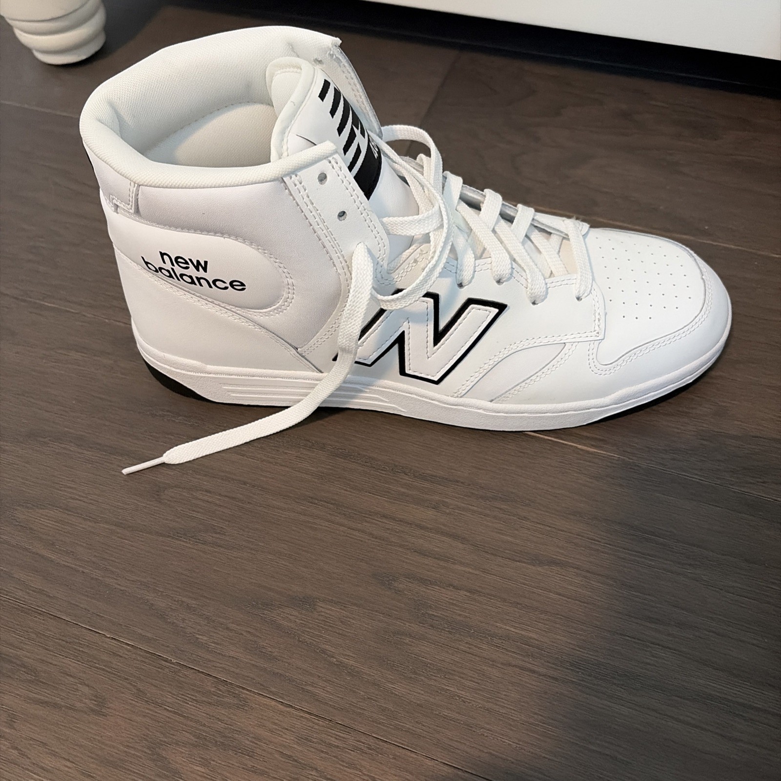 Men New Balance NB 480 Mid Top Athletic Sneakers White/Black BB480COA Size 12