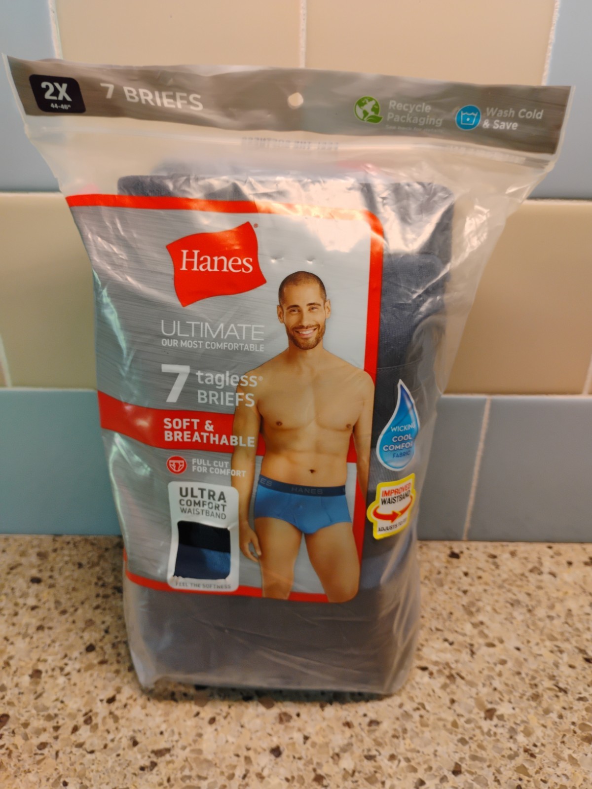 Hanes Ultimate 7 Briefs Tagless Soft Breathable Cotton Men’s 2X Multicolor