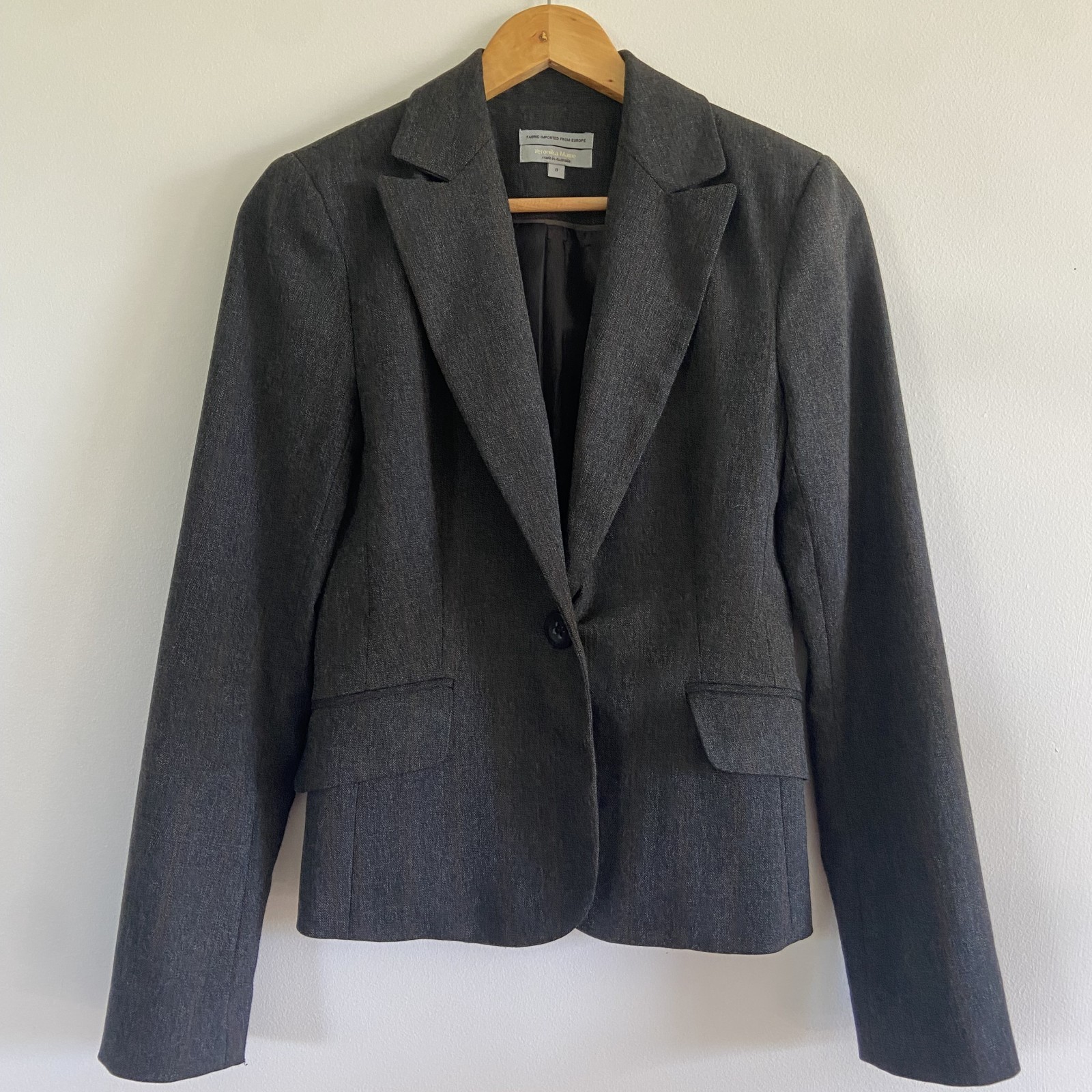 Veronika Maine Blazer Size AU 8 / US 4 Grey Lightly Striped Winter Corporate