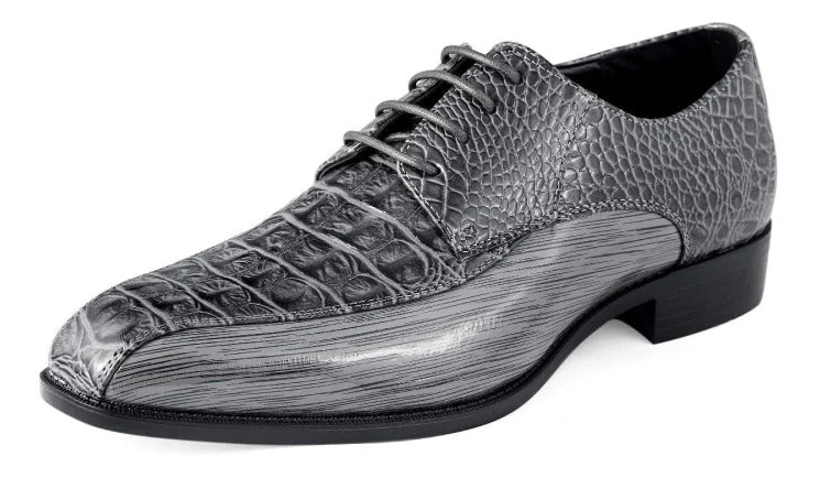 Mens Formal Lace Up Croco Textured Animal Print Oxford Dress Shoes Harvey