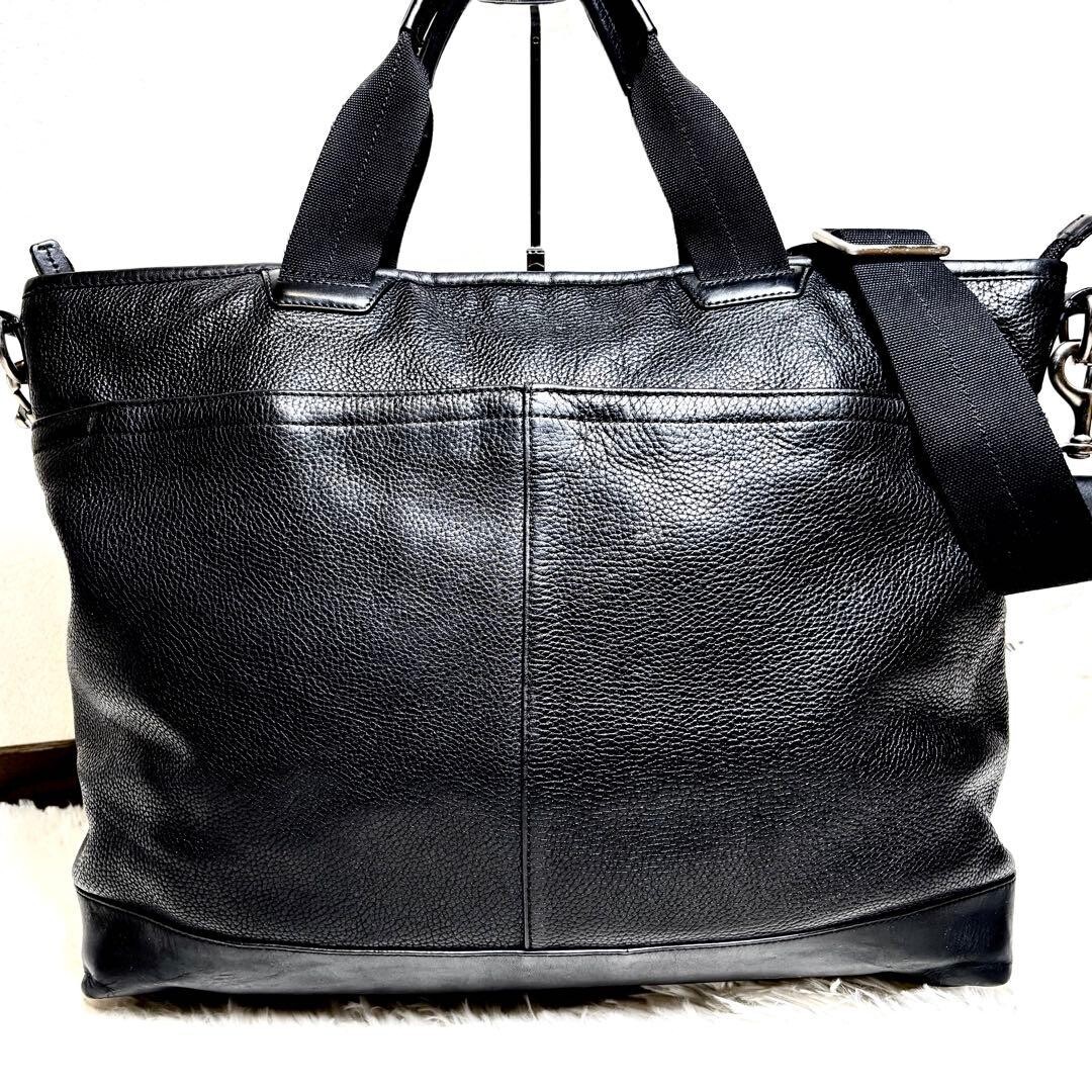 COACH Camden Pebbled Leather 2Way Tote Briefcase A4 Large Black F70926 Authentic