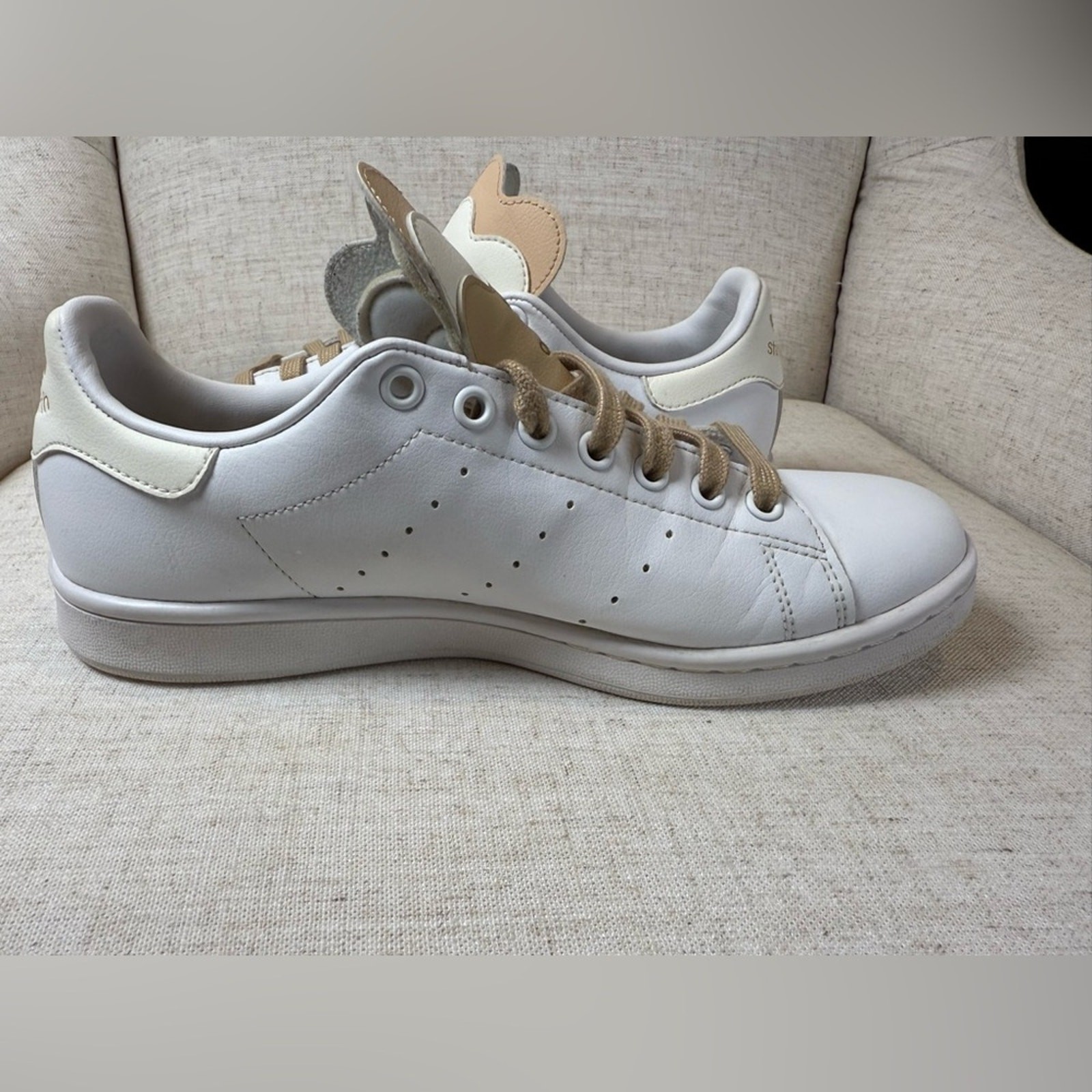 Adidas Stan Smith White Pale Nude Primegreen Scallop Leather Shoes Women’s 8.5