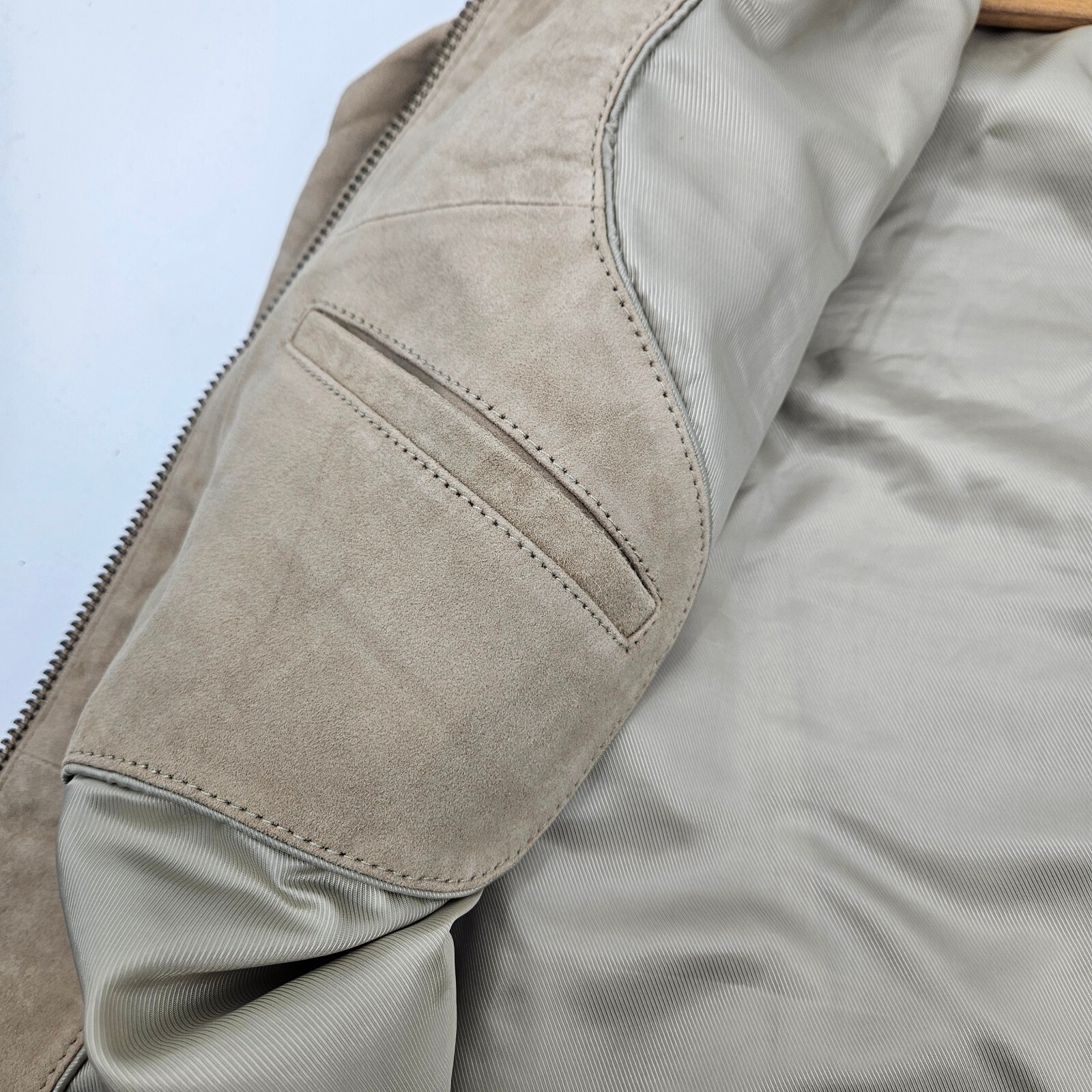 New BlankNYC Win or Lose Suede Trucker Jacket Mens S Tan Leather Zip Blank NYC