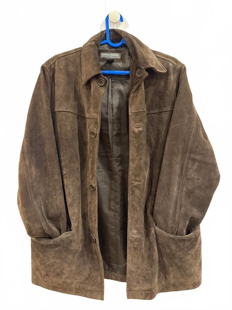 Vintage Banana Republic Dark Brown Lined Heavy Suede Leather Jacket Men’s Small