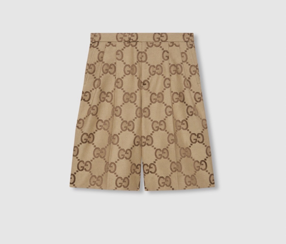 $1150 Gucci Jumbo GG Canvas monogram shorts Beige Ebony men size 46 Small Or Med