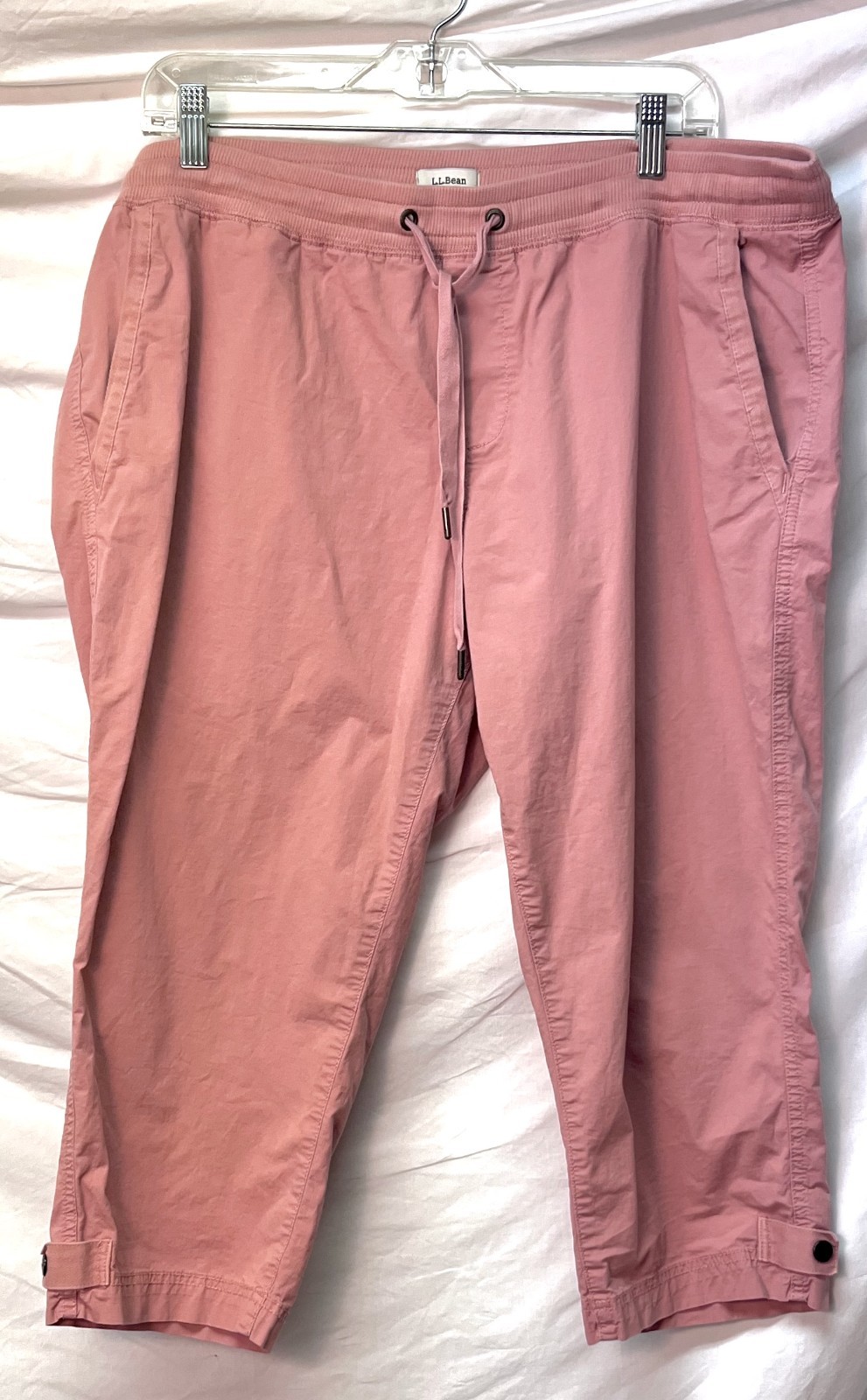 L.L Bean Salmon Pink Elastic Waist Pull-on Crop Pants Drawstring XL