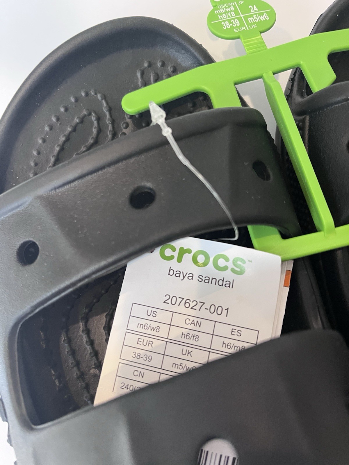 Crocs Sandals Womens 8 (Mens 6) Black Baya 2 Strap Slide 207627-001-Unisex
