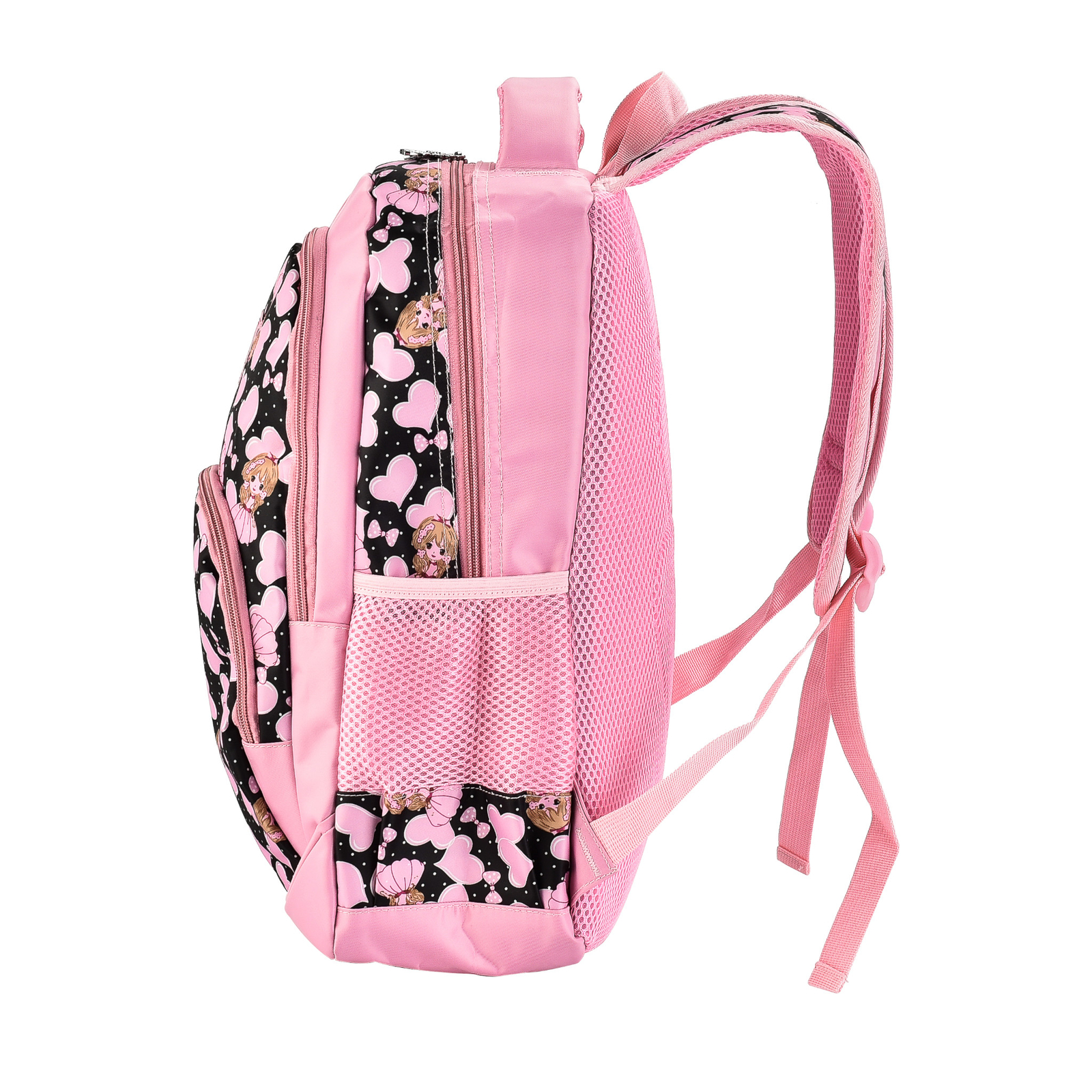 School Backpack for Teen Girls & Kids, Water & Stain Resistant, Black & Pink 1ea