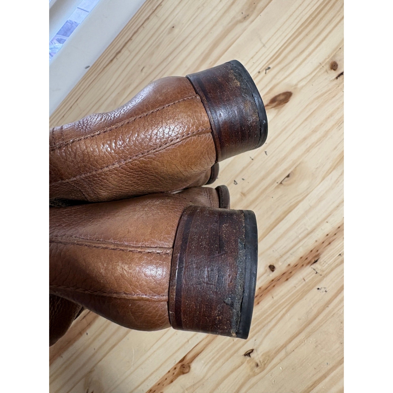 Tory Burch Size 7 Selma Riding Boots Brown Leather Knee High Zip Almond Toe
