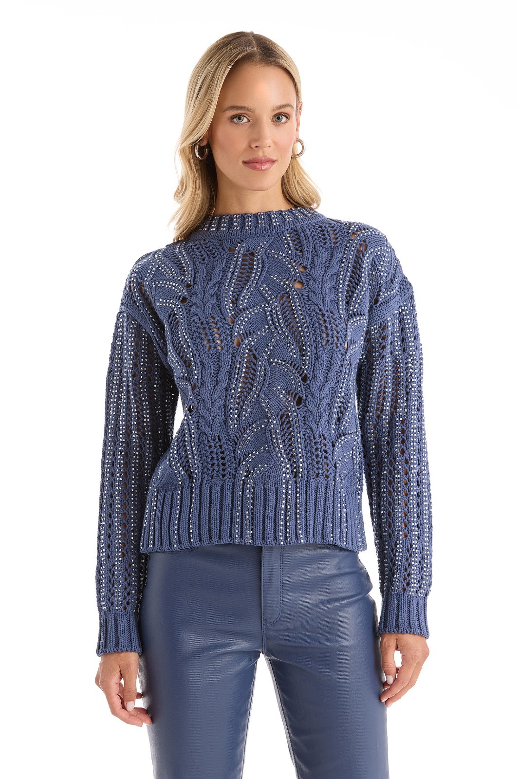 Elea Crystal Knit Sweater Sapphire and Sangria THE NOLI SHOP
