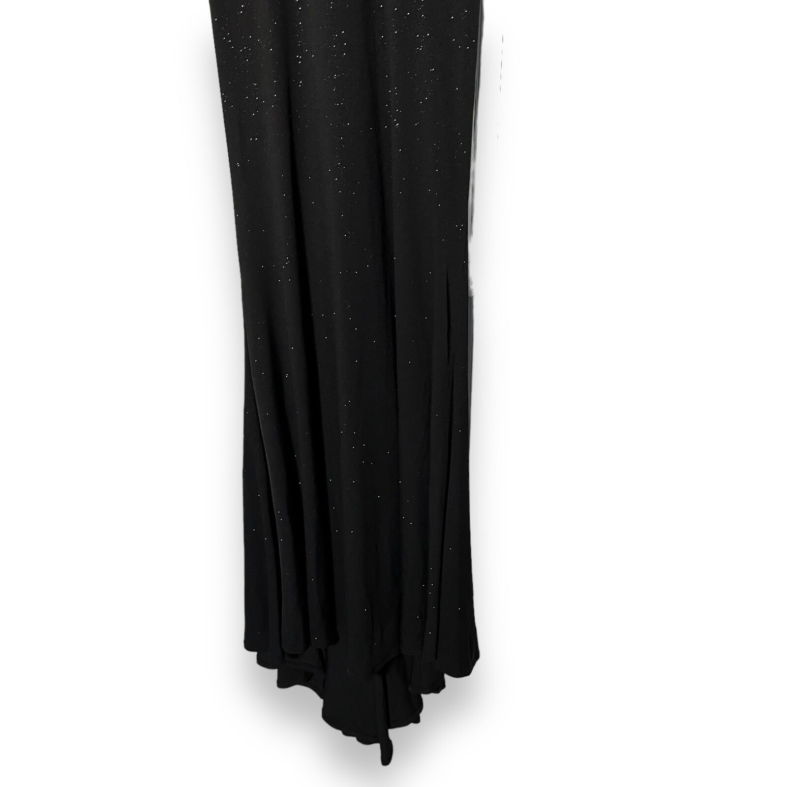 Ladivine By Cinderella Divine Black Glitter Fitted Long Rauch Mermaid Dress S