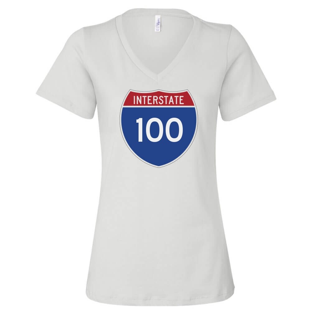 Custom Interstate Sign T-Shirt Highway Sign Personalized Women’s V-Neck