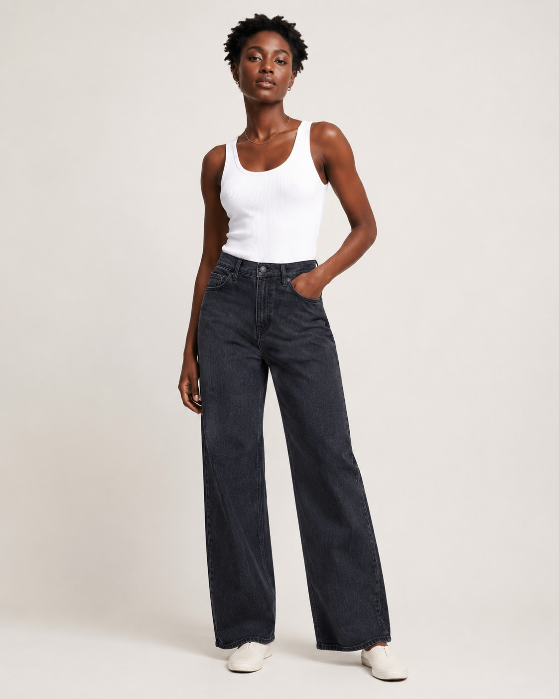 Unreleased Good American Black Vintage Wide Leg Jeans Fall 2026 Item #79