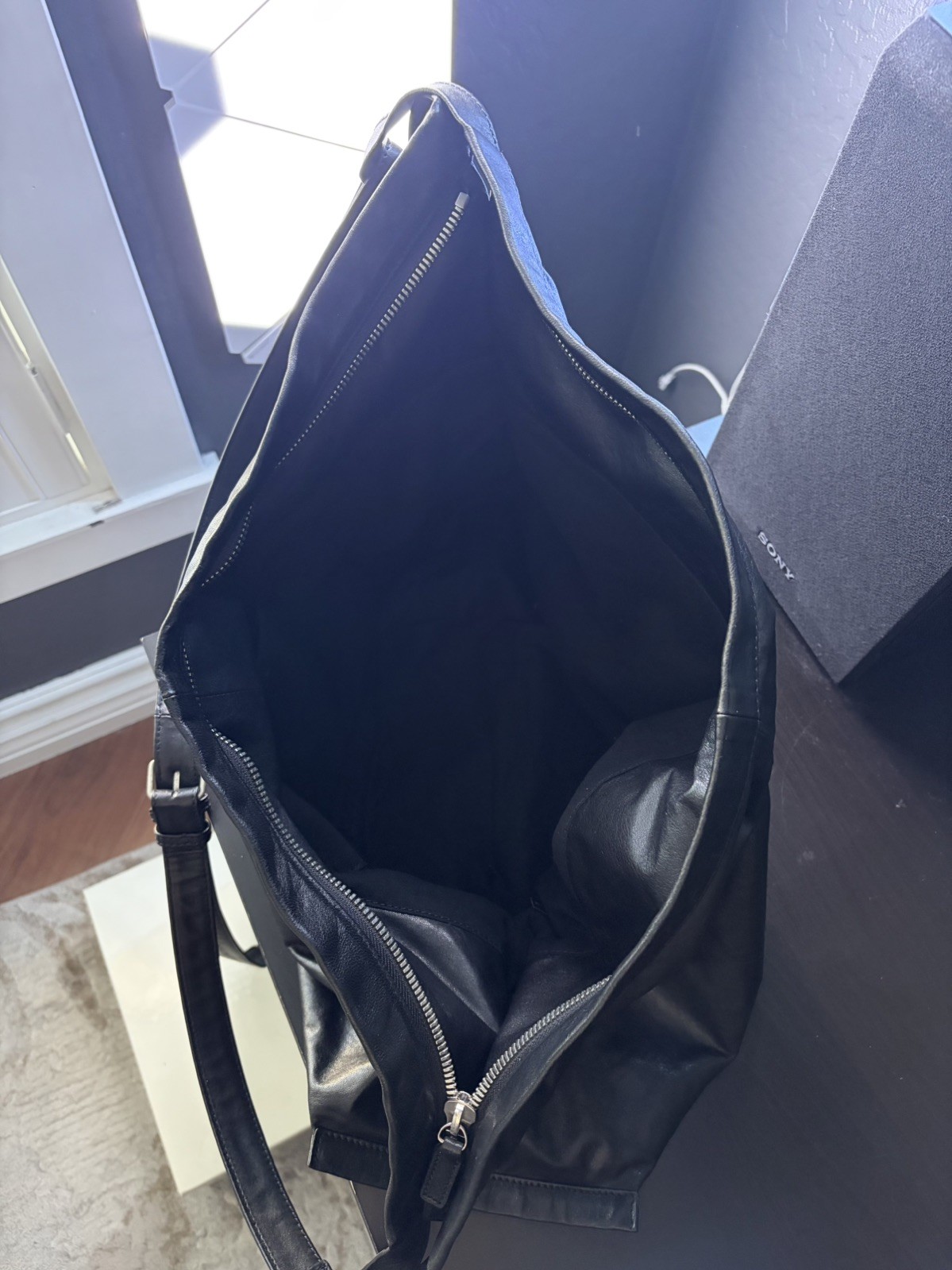 archive ANN DEMEULEMEESTER Black Leather Bag 2001