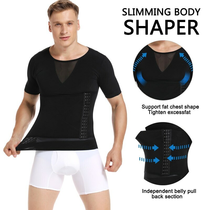 Men’s Slimming Body Shaper Compression Belt Tummy Control Shirt Girdle Vest Tank