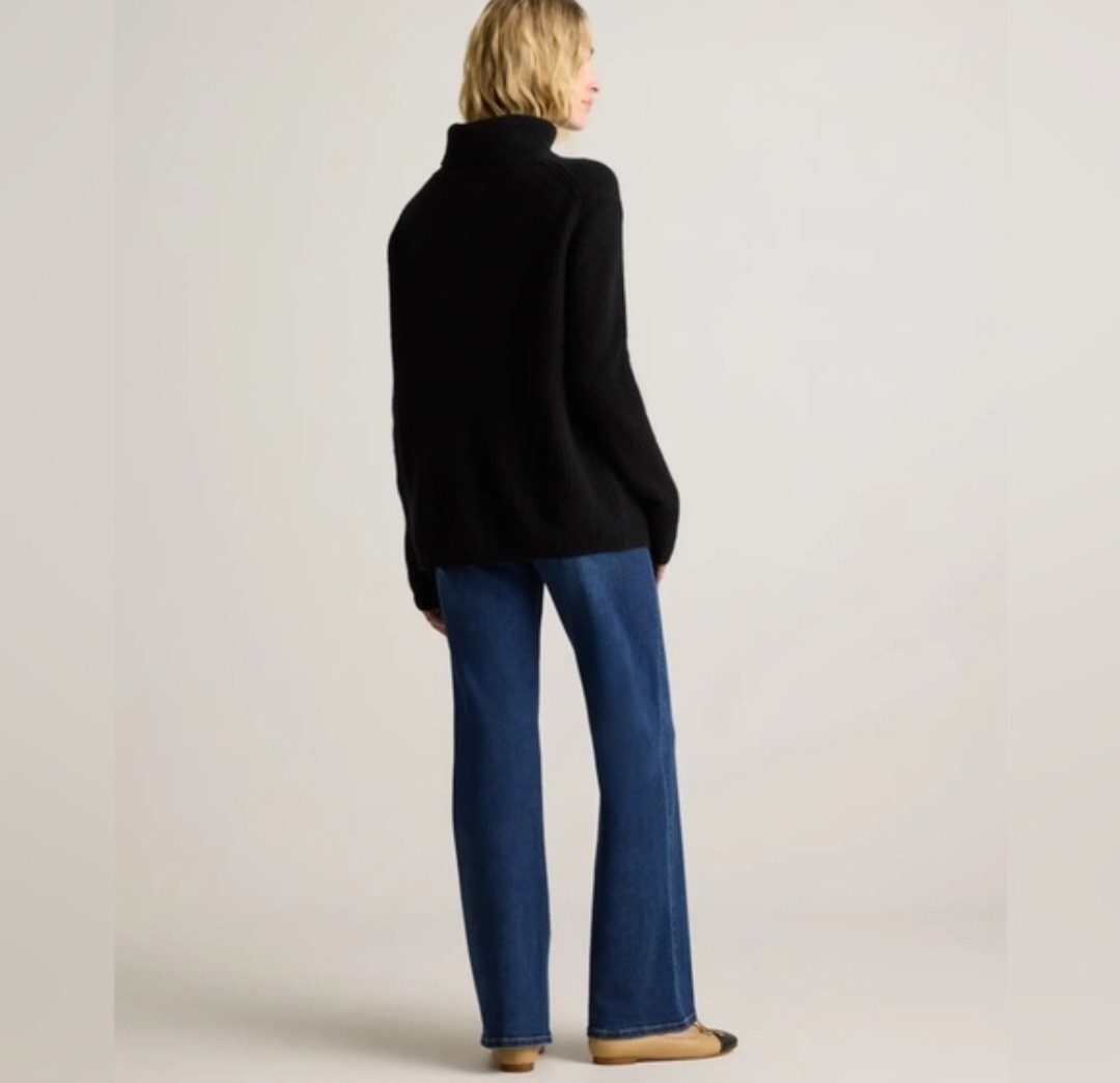 Quince Black 100% Organic Cotton Turtleneck Sweater XL