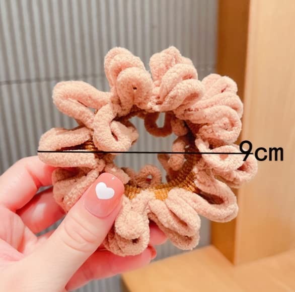 10 Pcs Multicolor Fluffy Plush Elastic Hair Ties Ponytail Holders Knit