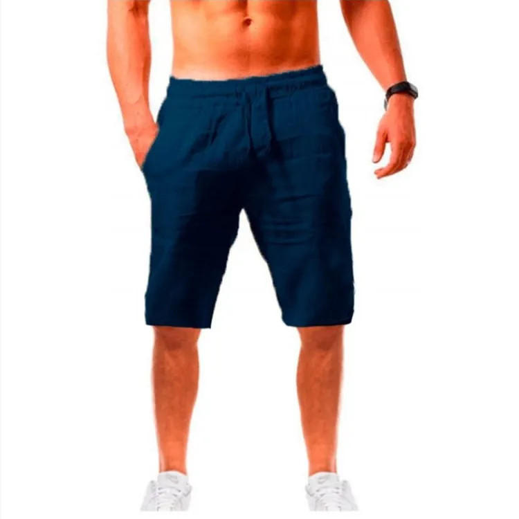 Summer thin linen shorts for men, loose and casual, five-inch pants, cotton and