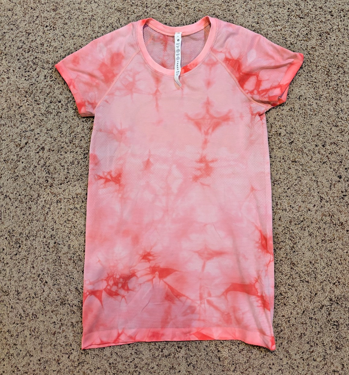 Lululemon Swiftly Tech Short Sleeve Shirt 2.0 Marble Dye Raspberry Cream 6