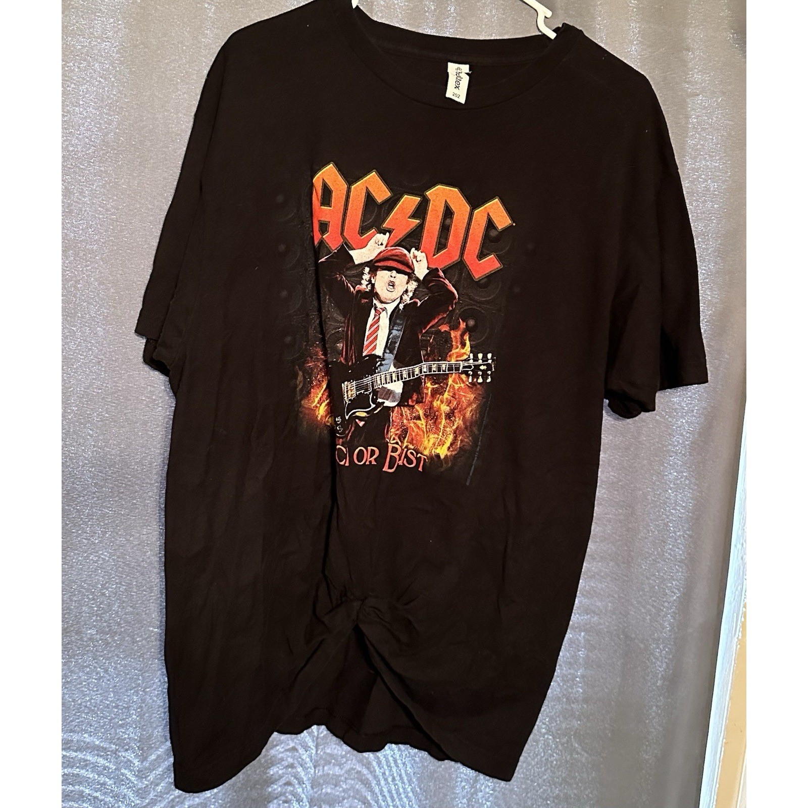 AC/DC Rock Or Bust Angus Young Graphic T-Shirt Mens Black Tultex 202 Size XL