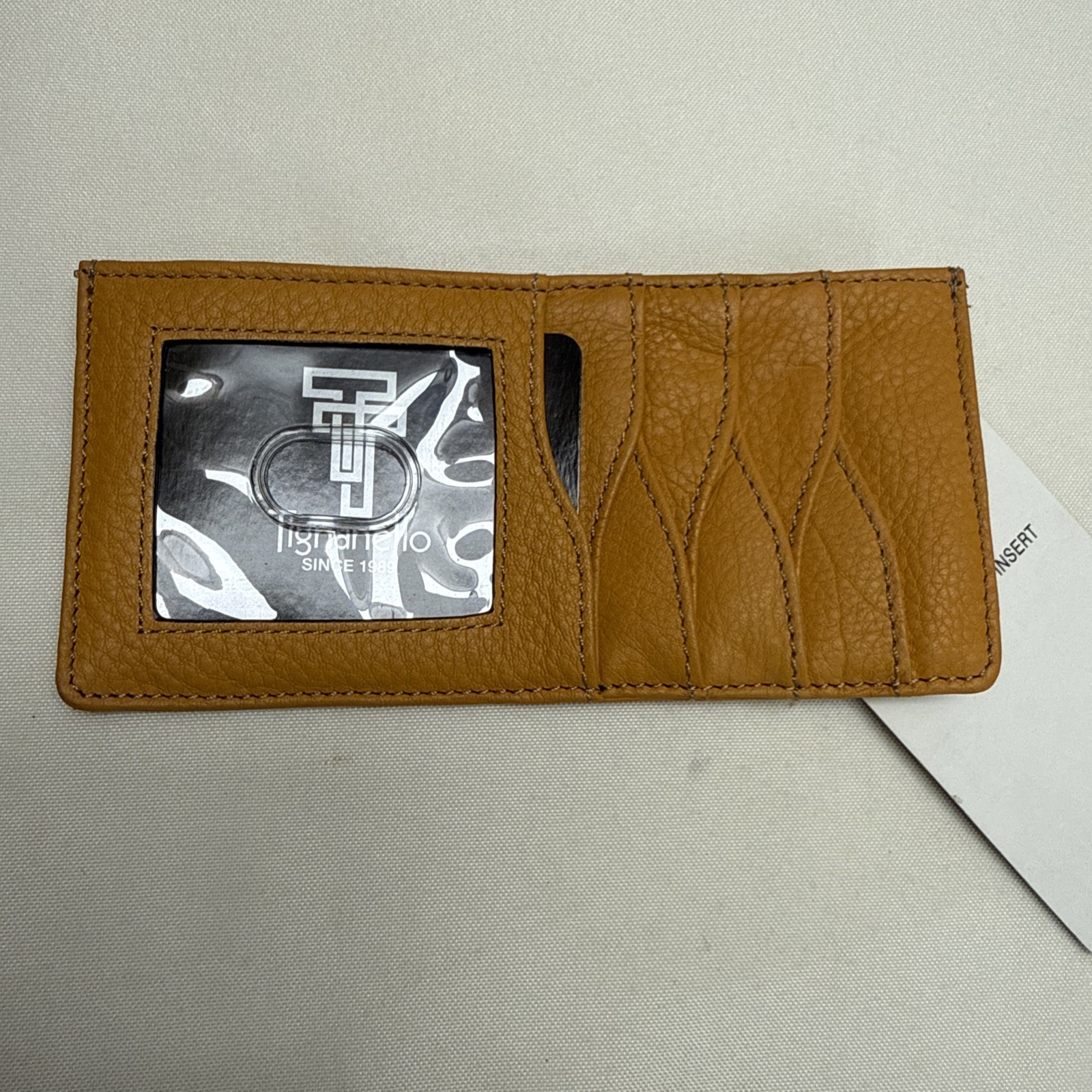 TIGNANELLO Leather Slim Card Wallet Coin Purse Dandelion YELLOW 6.75 X 3.25” NEW
