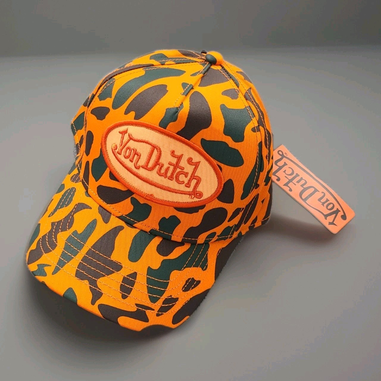 Von Dutch Camo Trucker Hat 242 Orange One Size Fits Most New With Tags