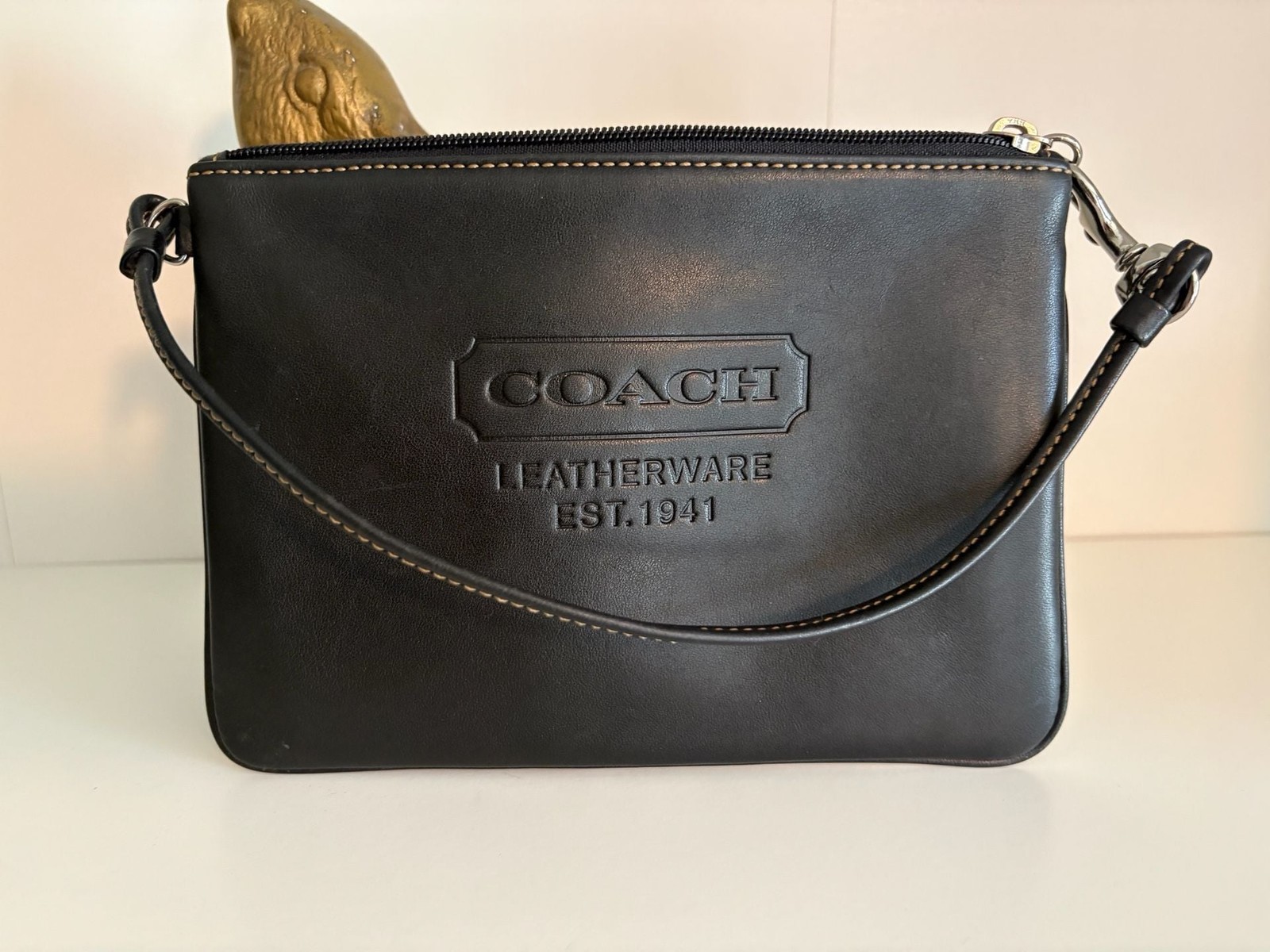 Coach Leatherware Est. 1941 Debossed Leather Wristlet