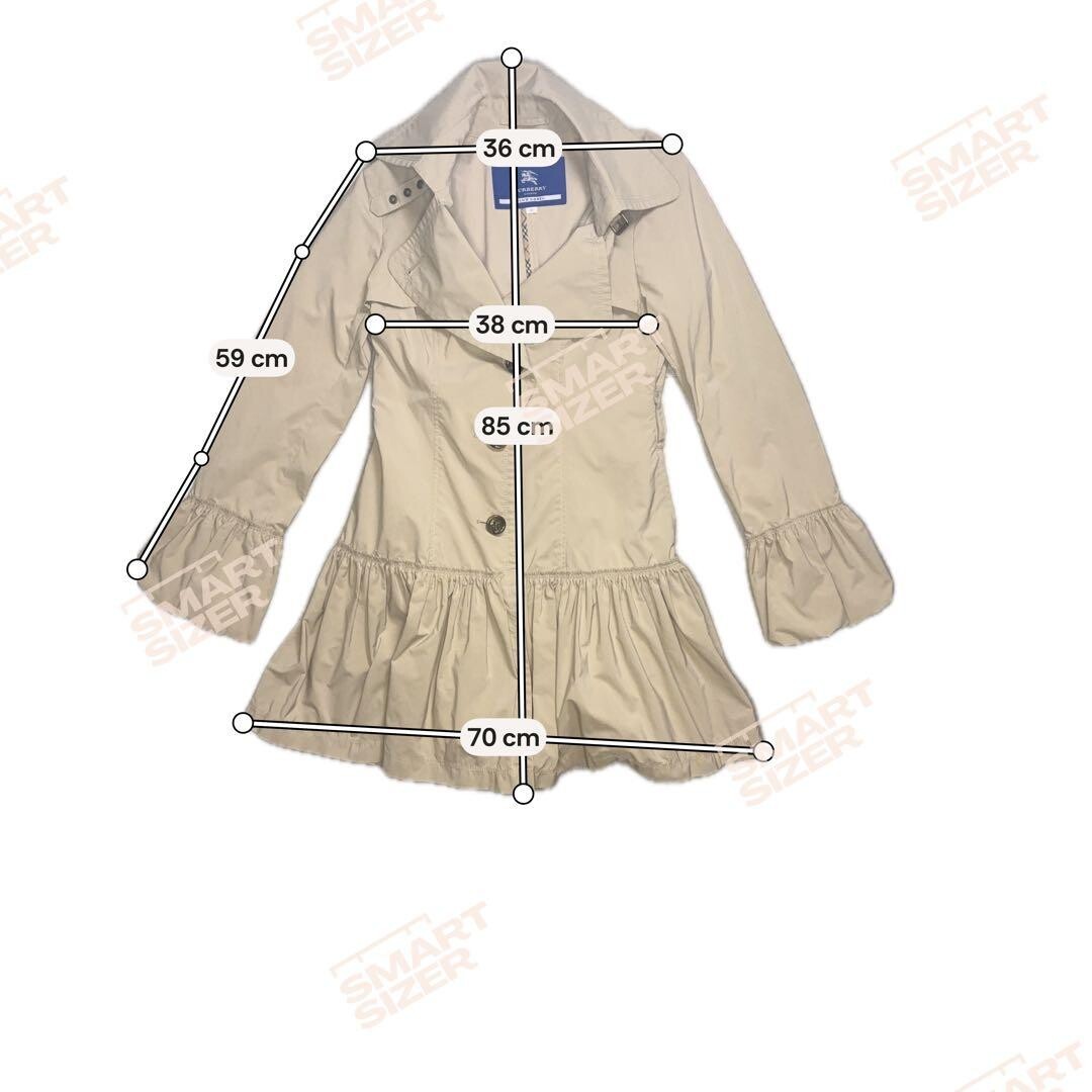 Burberry Blue Label Frill Hem Trench Coat Beige M Midi Puff Sleeve Auth