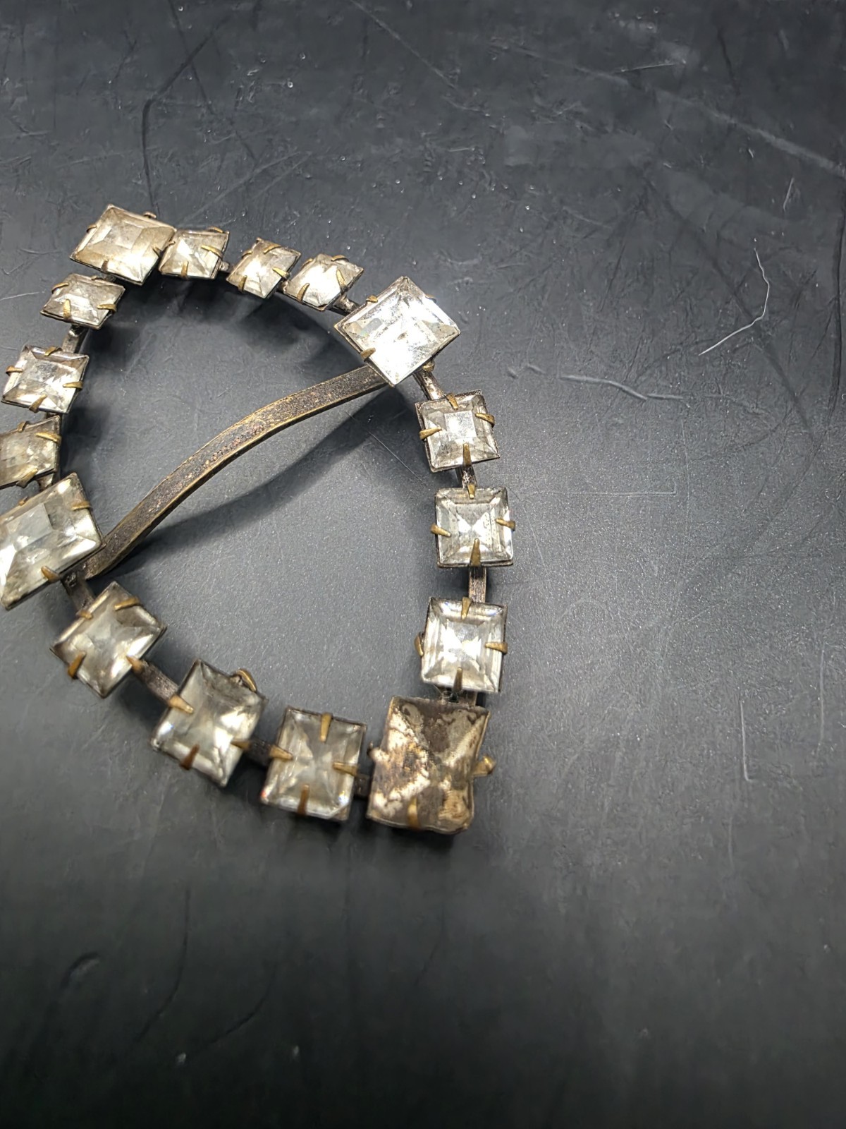 Czechoslovakia Antique Art Deco Paste Stone Slide Buckle.