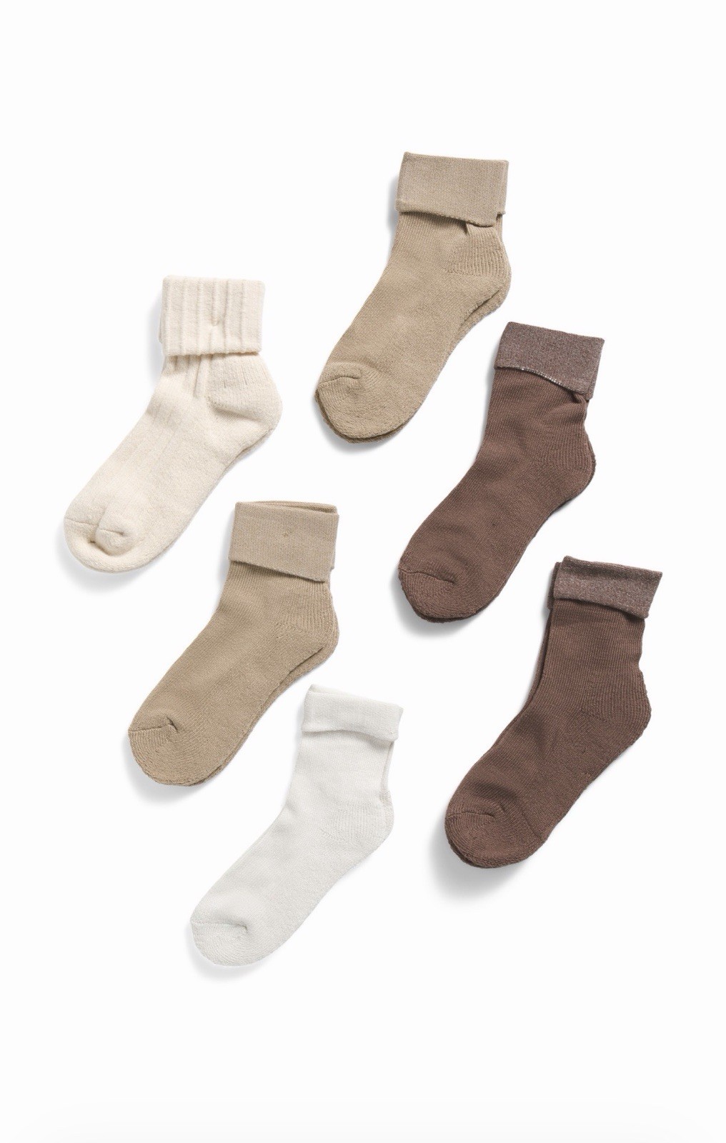 Jessica Simpson Turn Cuff Socks Women’s Shoe Size 4-10 | 6 Pairs- Ivory Multi