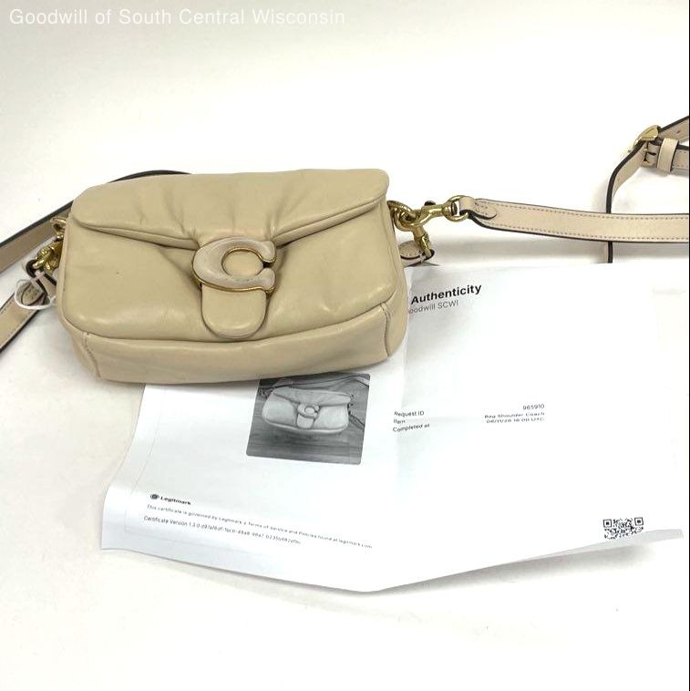 Authentic Coach C3880 Cream Nappa Leather Pillow Tabby Shoulder Bag