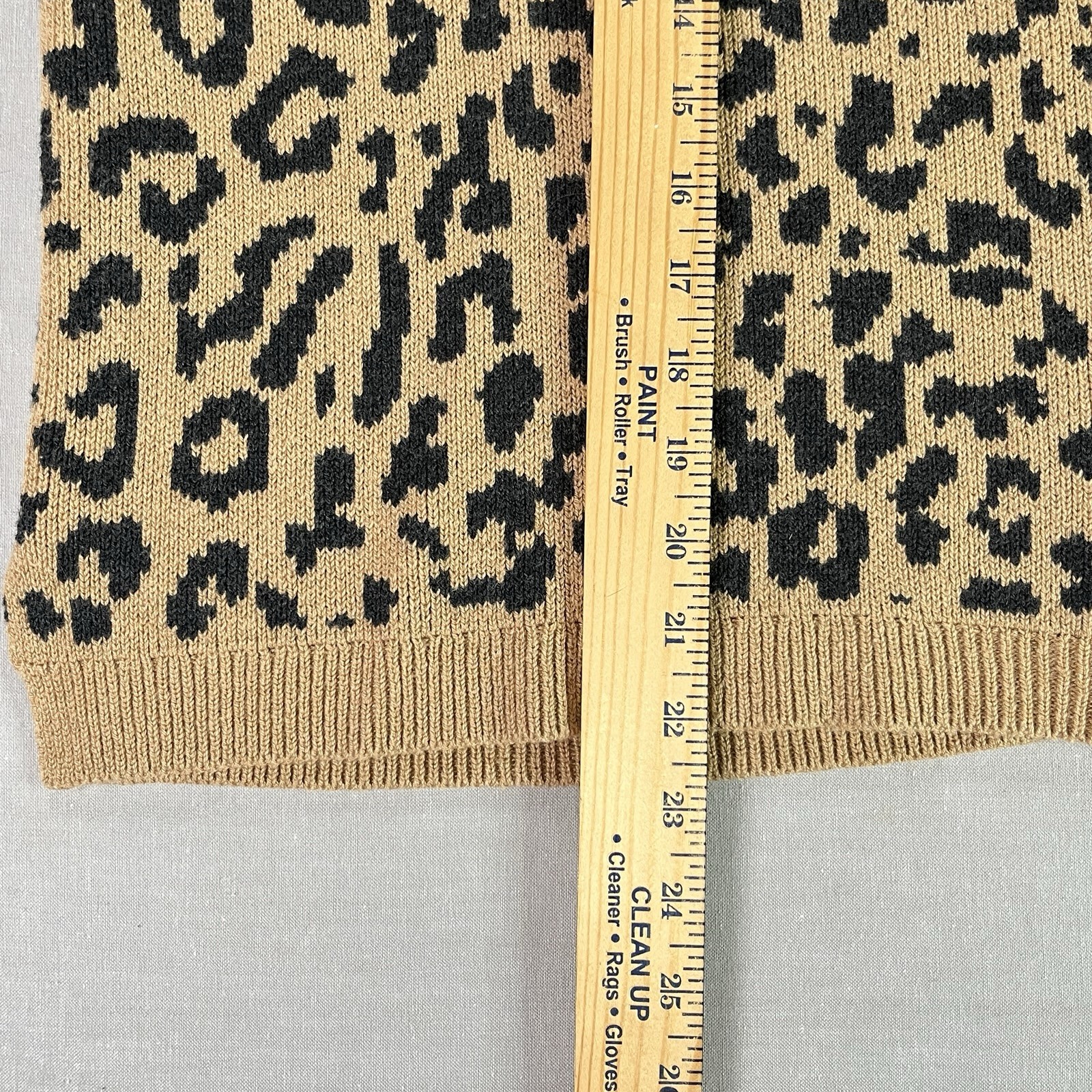 J.Crew Leopard Print Cardigan LG Tan Black Button Front Women Thick Sweater EUC