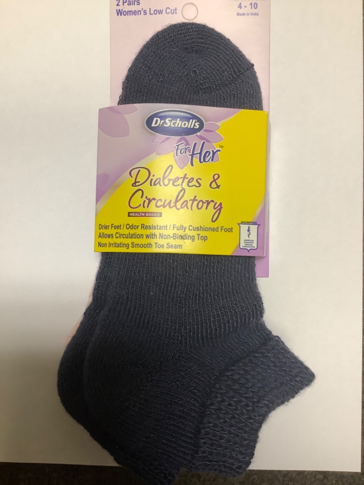 Dr. Scholls Women’s Diabetes and Circulatory low cut denim pink socks Size 4-10