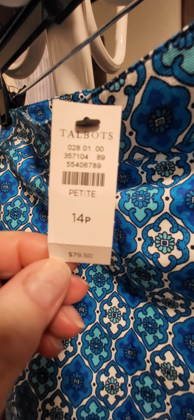 Talbots Petite NWT $79 Shades of Blue & White Moroccan Print Short Skirt 14P