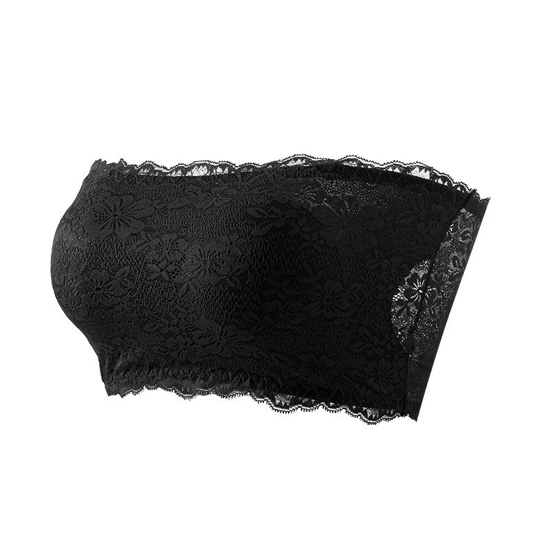 Women Padded Tube Top Bra Lace Seamless Strapless Bralette Stretch Summer