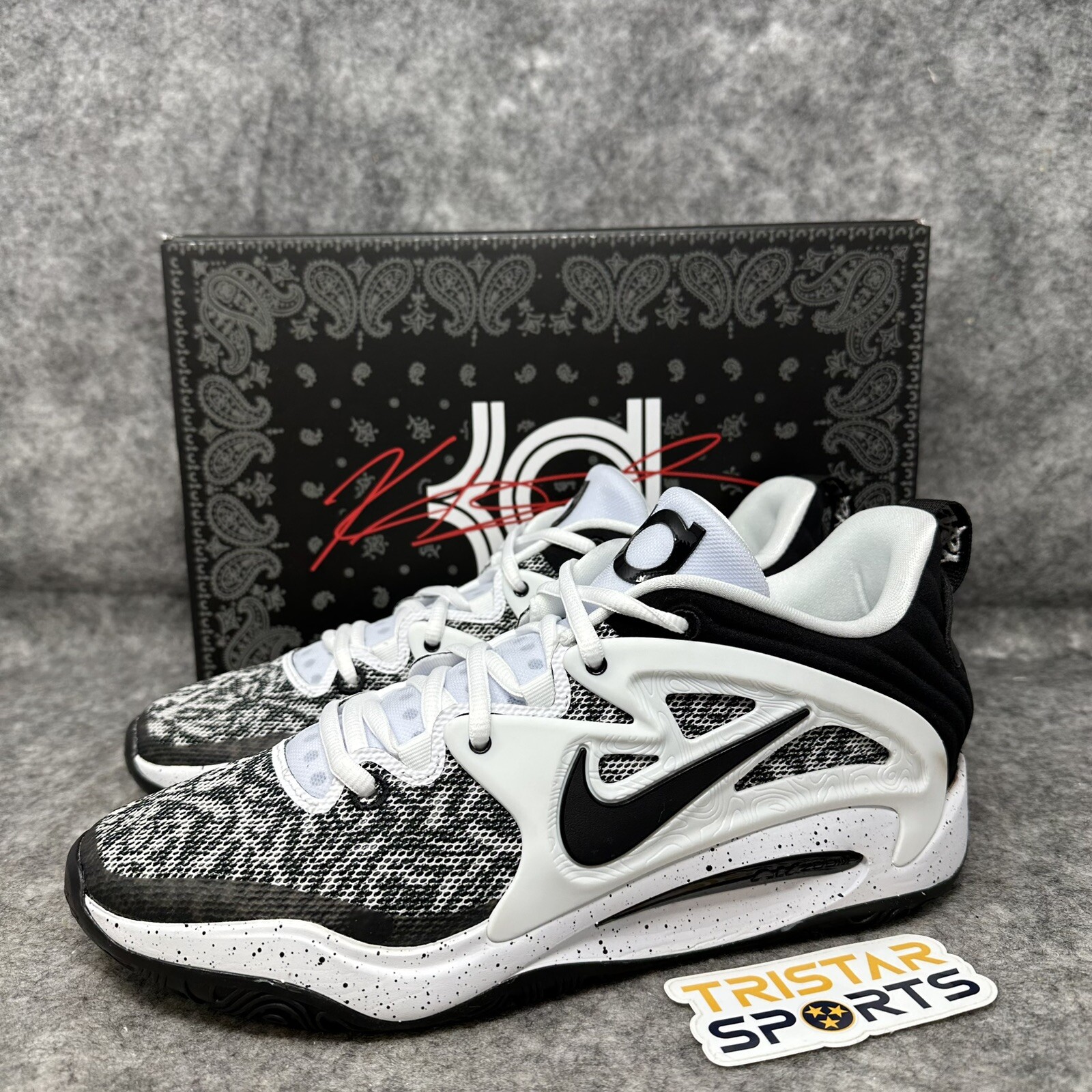 Nike KD 15 Basketball Shoes Mens 11.5 Black White Speckled Oreo DO9826-100