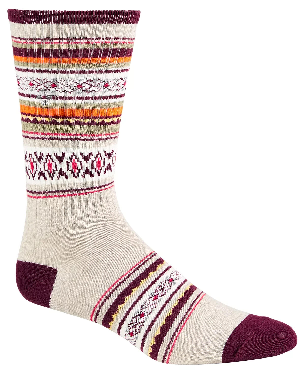 Sun + Stone Men’s 1-Pair Crew Socks, Multicolor Stripe, Shoe Size 7-12