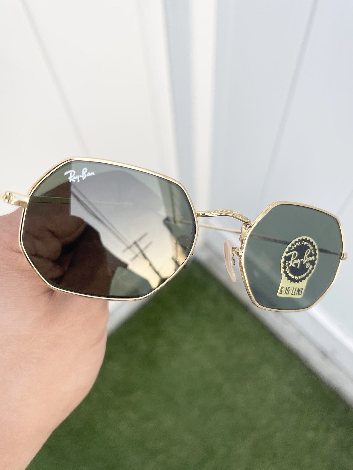 New Ray Ban Octagon Octagonal RB3556 3556 Gold G15 Lens Size 53/21