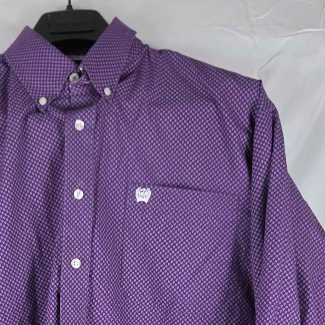 Cinch Mens Purple Geometric Arrow Print Western Button Down Shirt L