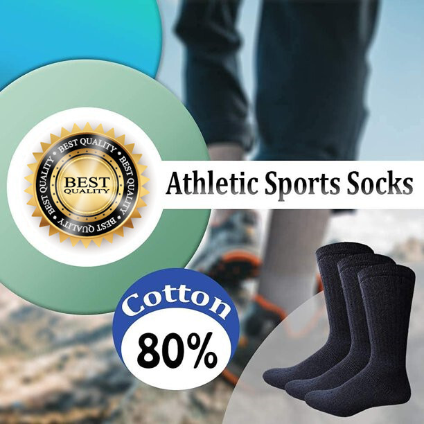3-12 Pairs Lot Mens Plain Solid Cotton Sports Crew Athletic Work Socks Size 9-13